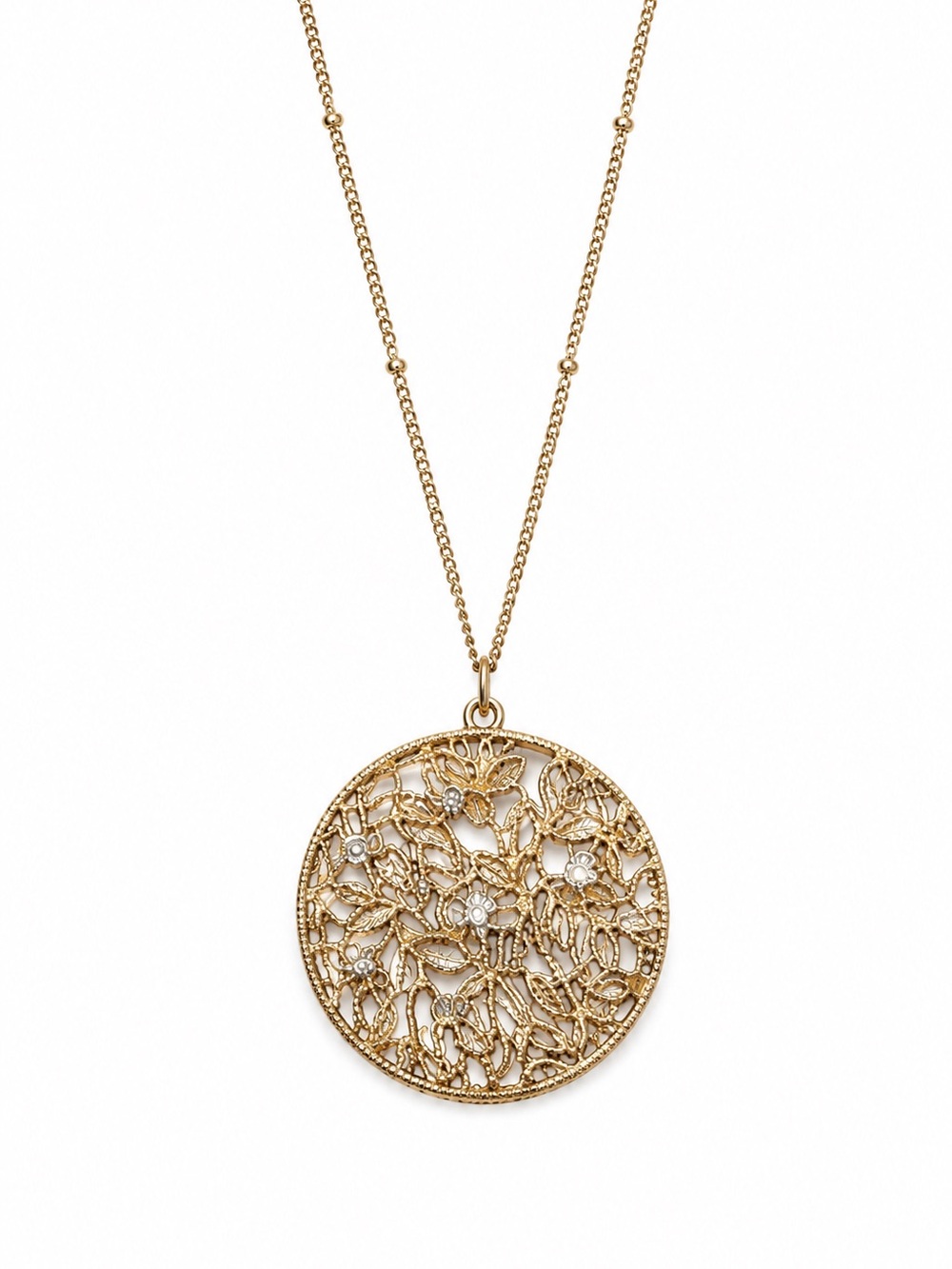 Gold and Silver Filigree Necklace with Intricate Design
